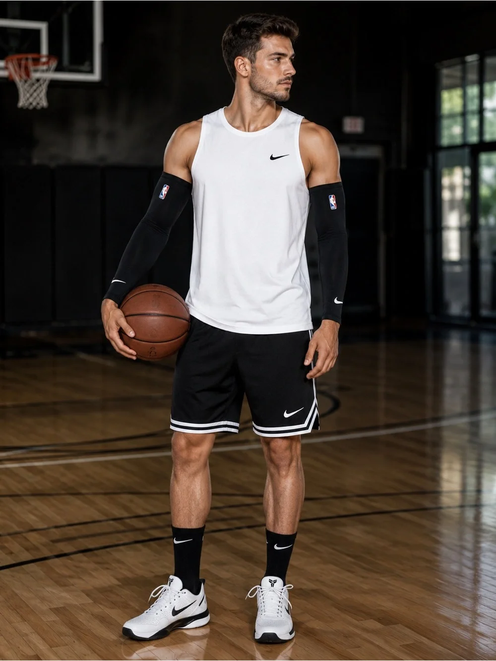 Nike NBA black basketball arm sleeves one size